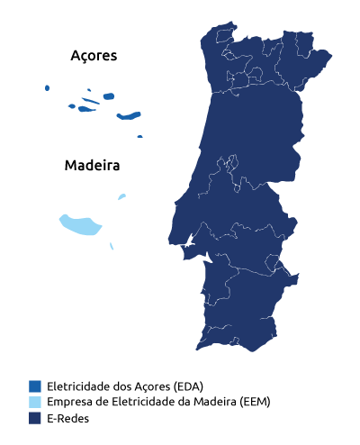 mapa distribuidoras eletricidade portugal