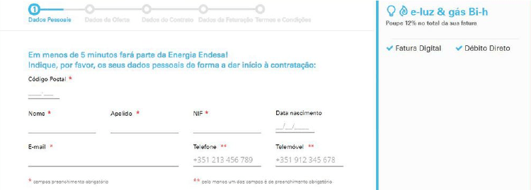 Formulário Adesão Online Endesa