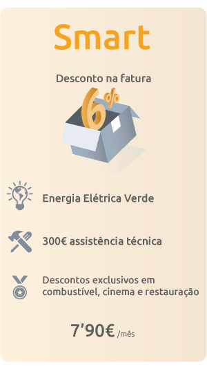 Pack Living EDP Smart: Desconto de 6% na fatura, energia elétrica verde, 300€ de assistência técnica, descontos exclusivos em combustível, cinema e restauração